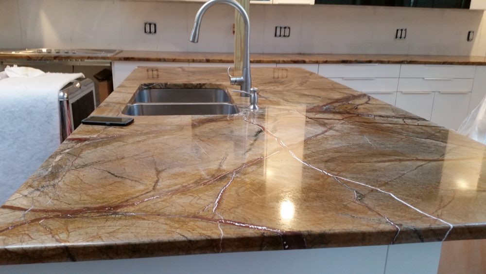 Rainforest Brown Granite Countertop Installation in Englewood, NJ