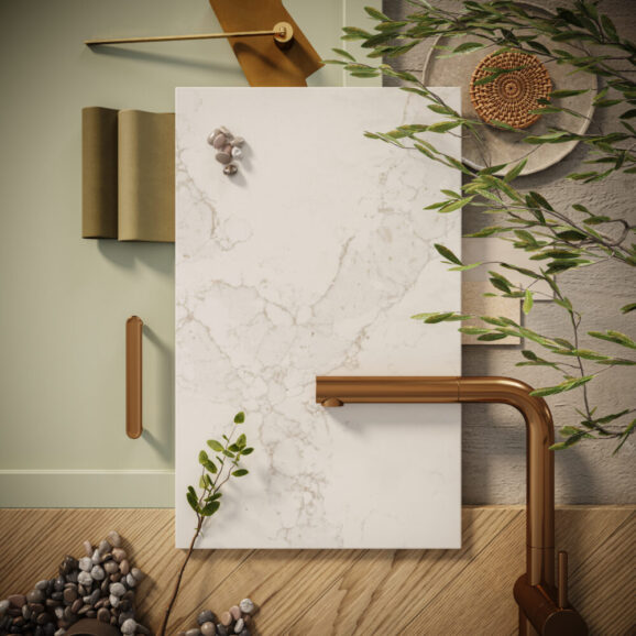 5115 Calacatta Stillstorm by Caesarstone available at Aqua Kitchen