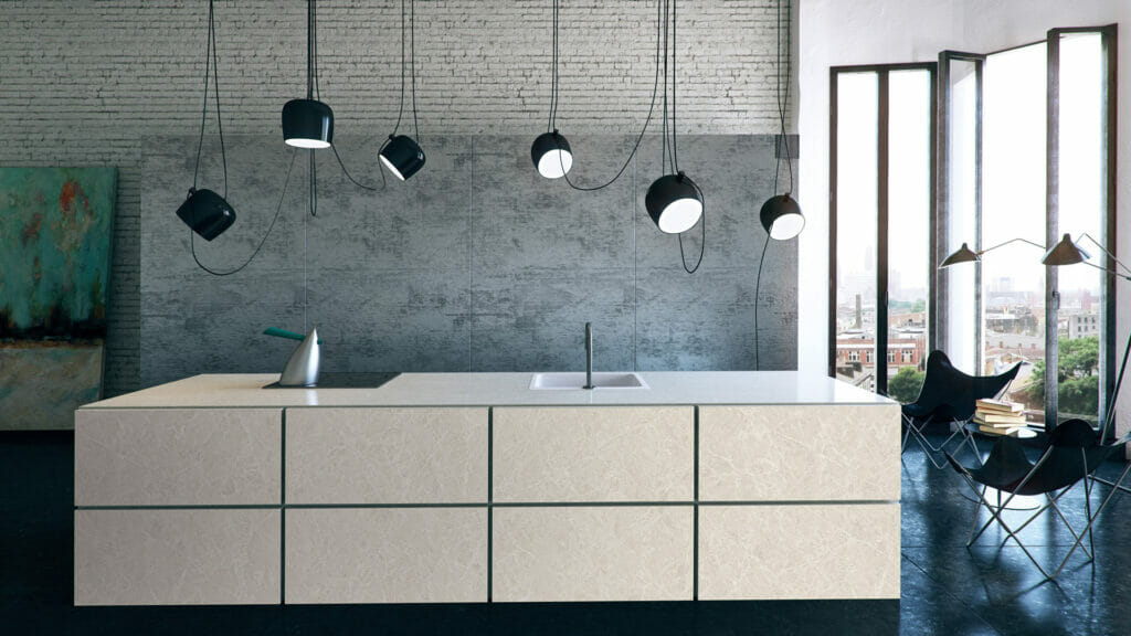 5130 Cosmopolitan White by Caesarstone available at Aqua Kitchen