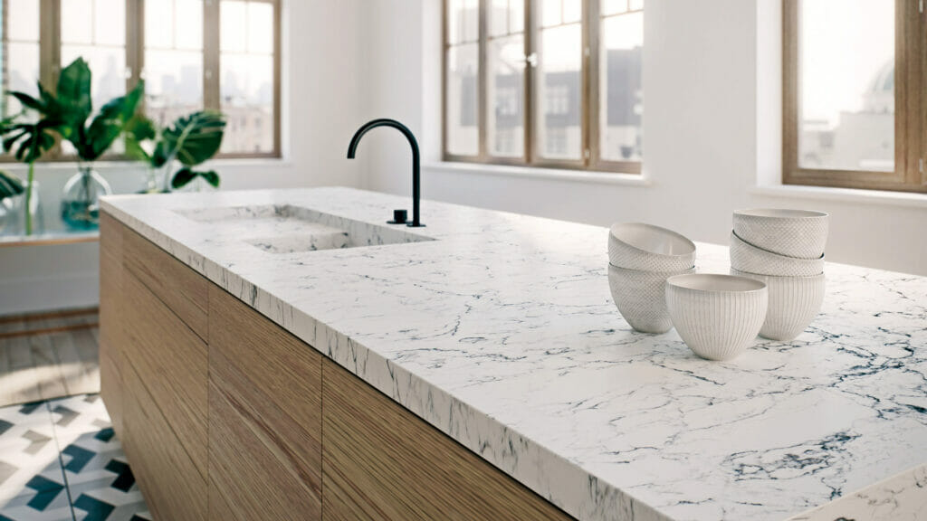 5143 White Attica by Caesarstone available at Aqua Kitchen