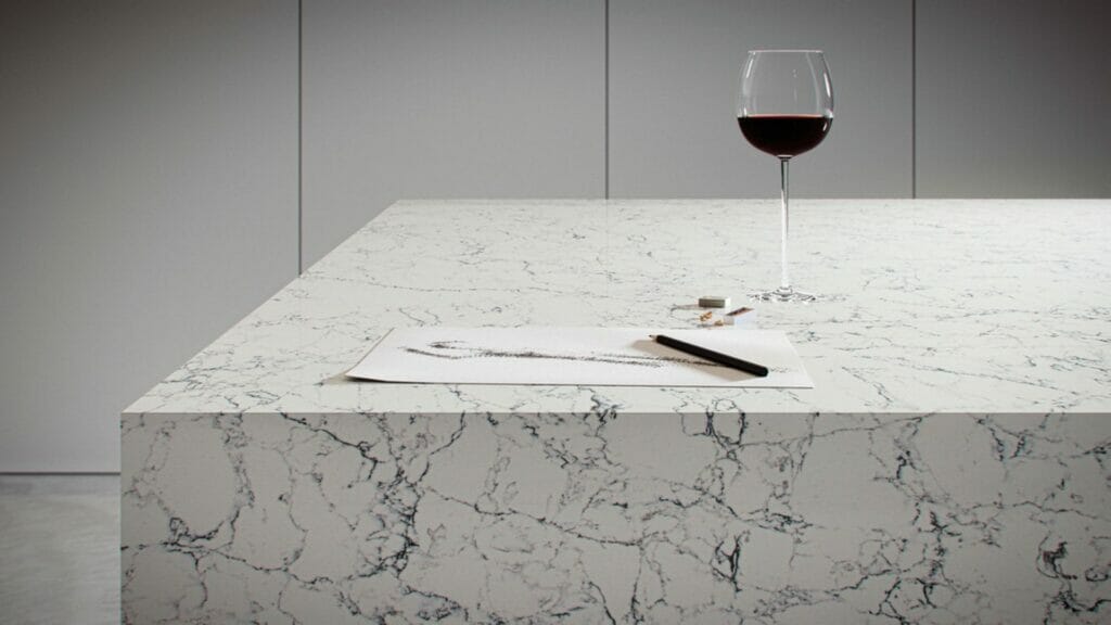 5143 White Attica by Caesarstone available at Aqua Kitchen