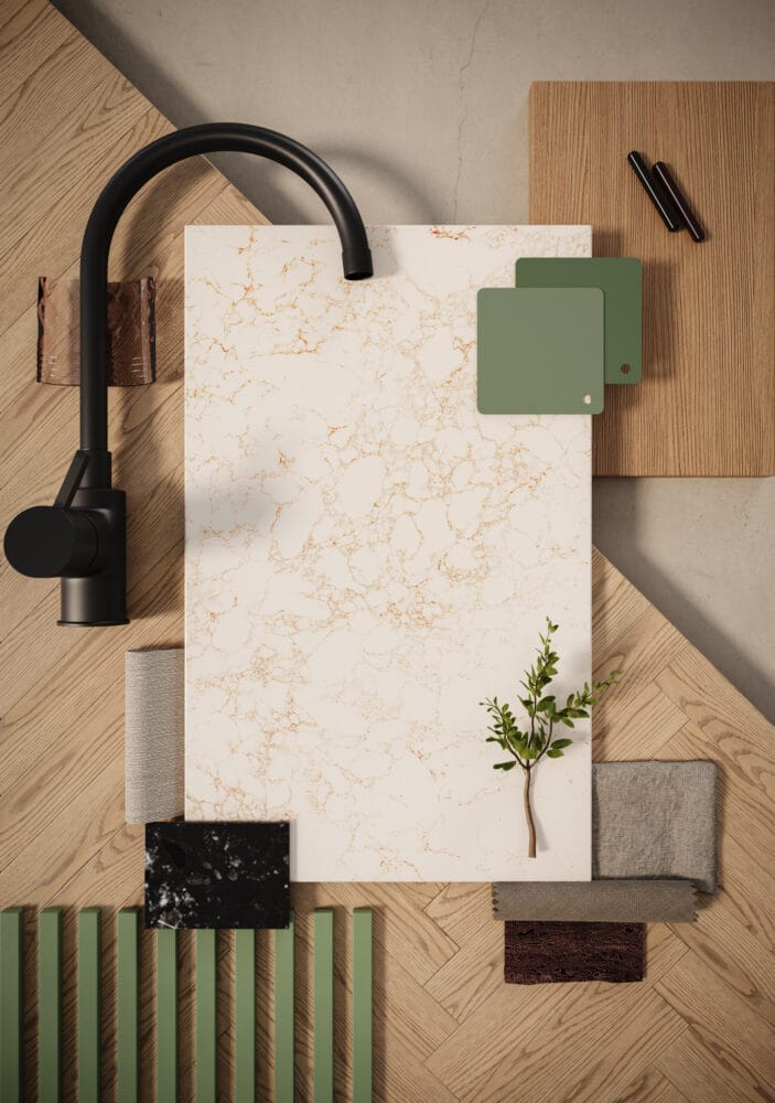 5152 Goldfinch by Caesarstone available at Aqua Kitchen
