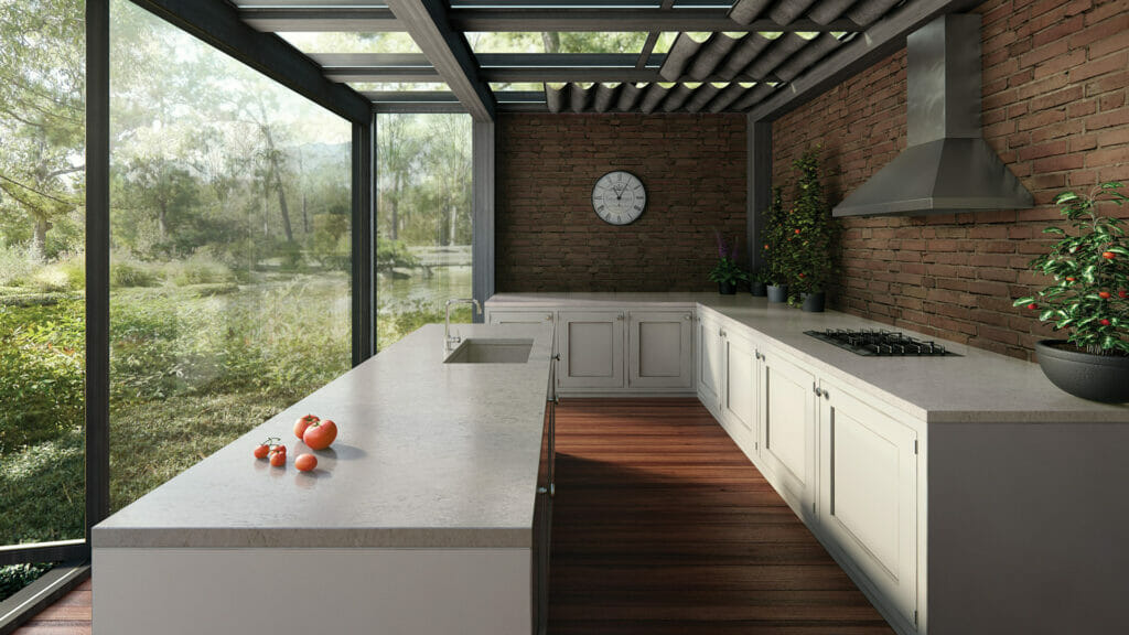 6131 Bianco Drift by Caesarstone available at Aqua Kitchen