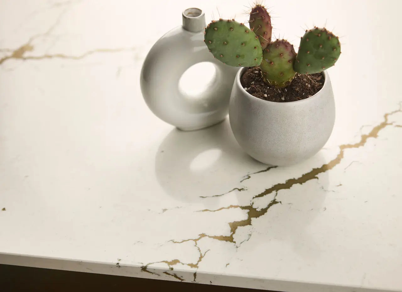 Berkshire Brass™ Quartz Sample by Cambria available at Aqua Kitchen