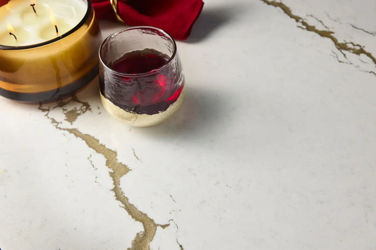 Berkshire Brass Sculpted™ Quartz Sample by Cambria available at Aqua Kitchen