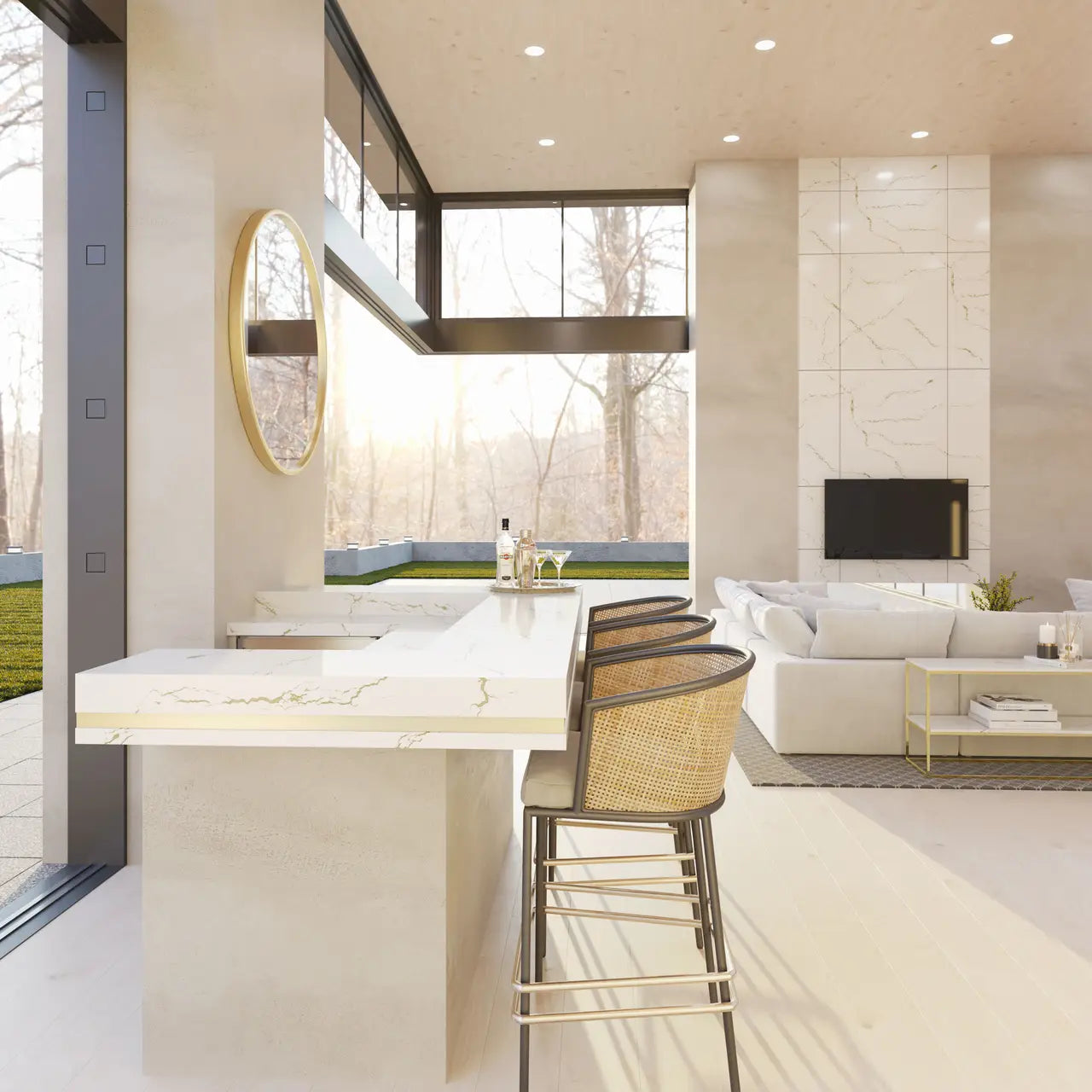 Berkshire Brass Sculpted™ Quartz Sample by Cambria available at Aqua Kitchen