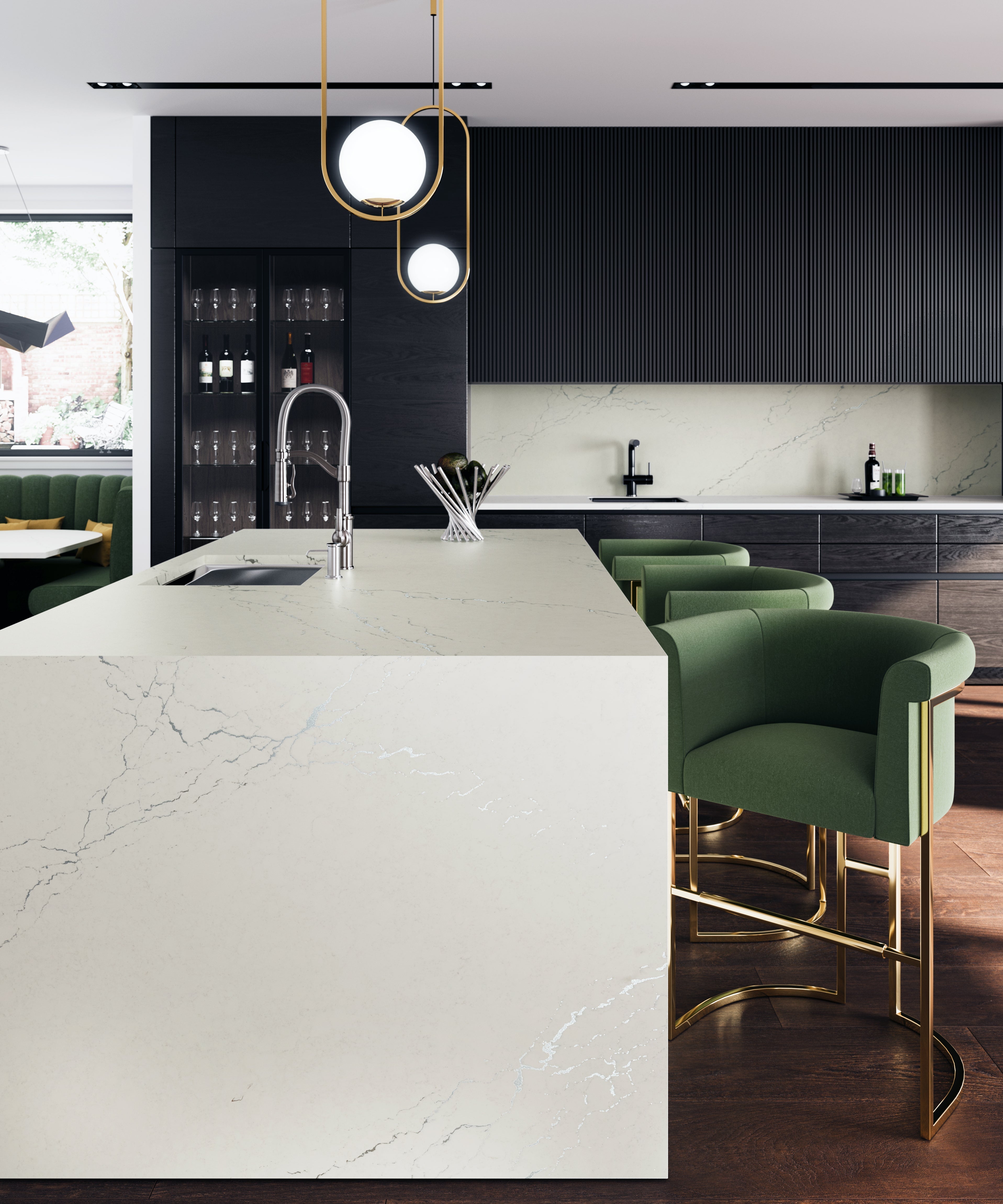 Berkshire Steel Sculpted™ Quartz Sample by Cambria available at Aqua Kitchen