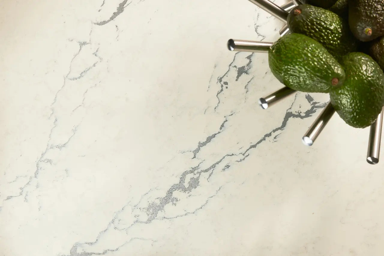 Berkshire Steel Sculpted™ Quartz Sample by Cambria available at Aqua Kitchen