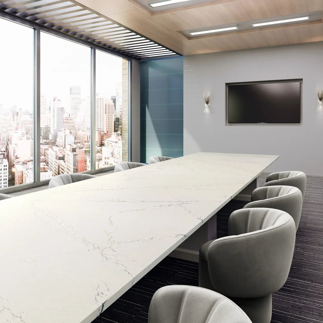 Berkshire Steel Sculpted™ Quartz Sample by Cambria available at Aqua Kitchen