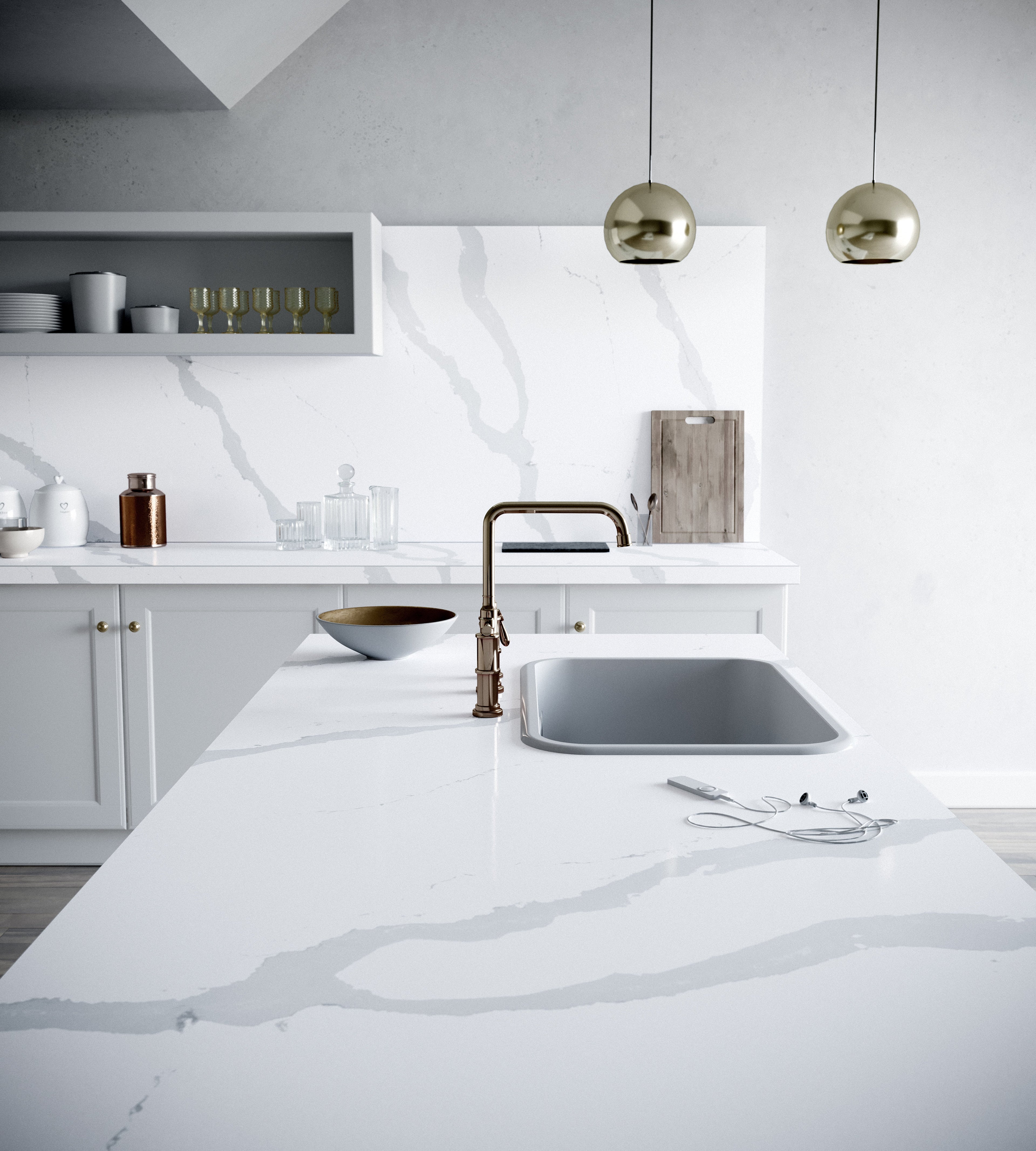 Bianco Calacatta by Silestone available at Aqua Kitchen