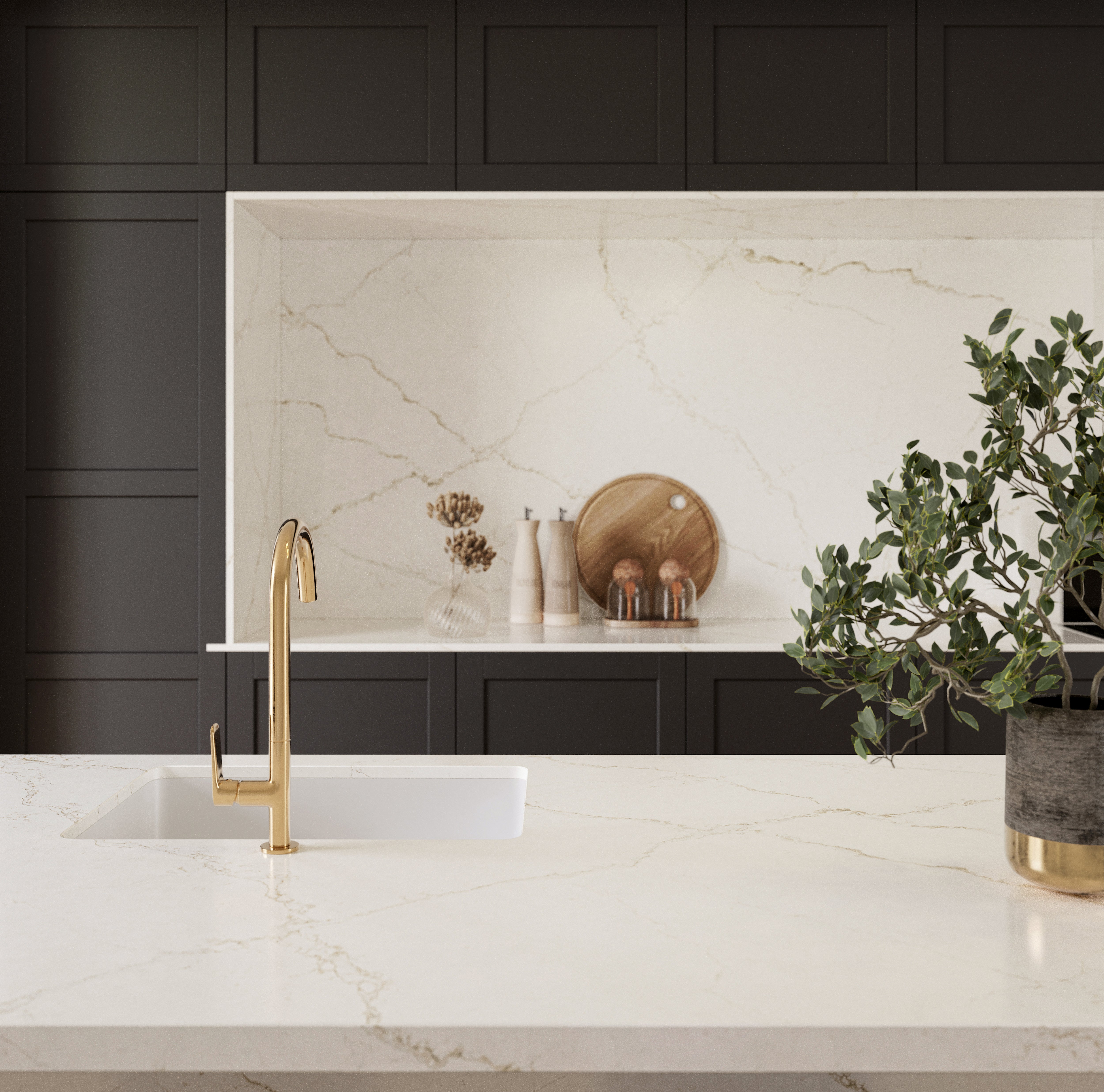 Blanc Élysée by Silestone available at Aqua Kitchen