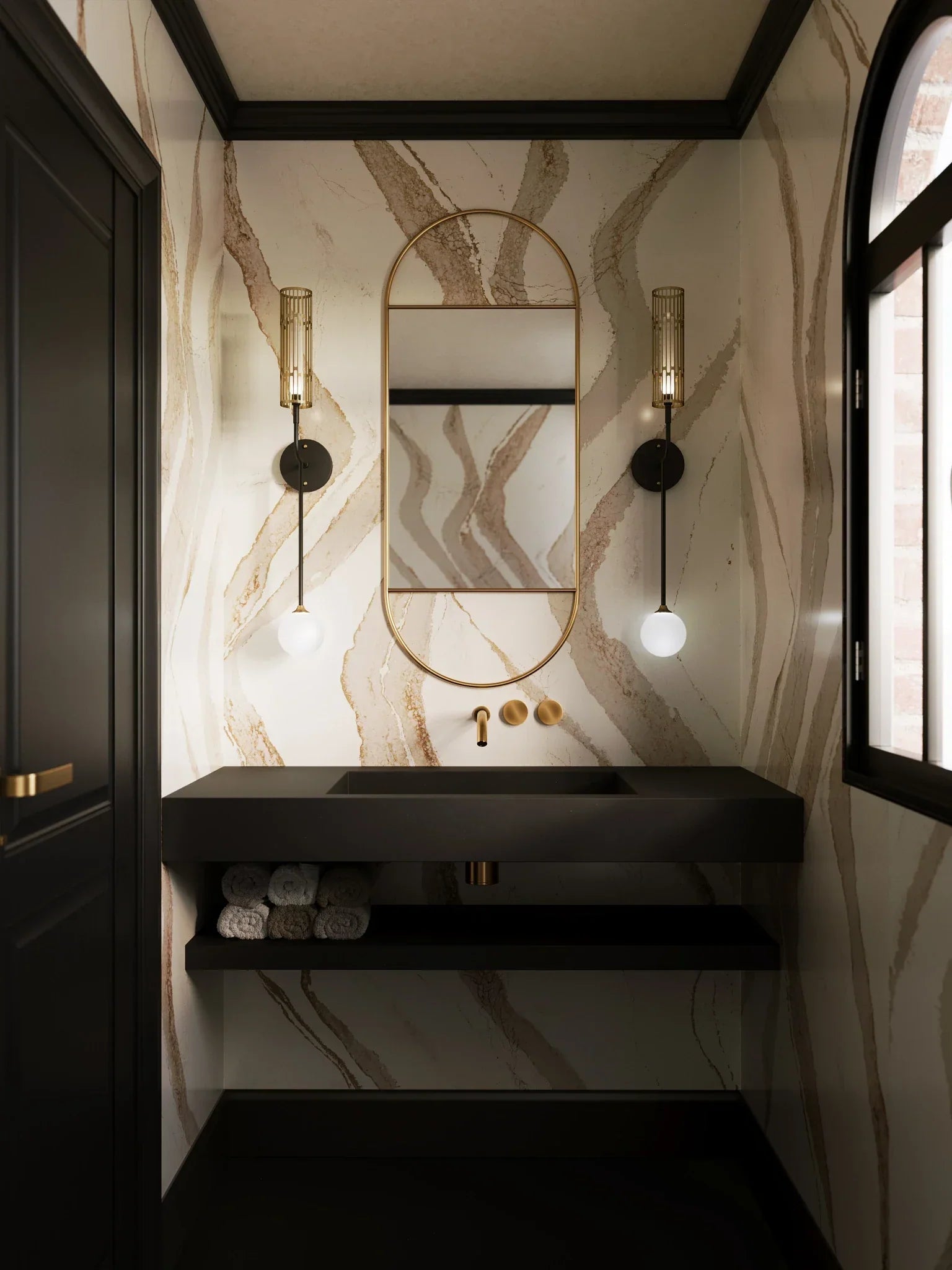 Brittanicca Gold Cool™ Quartz Sample by Cambria available at Aqua Kitchen