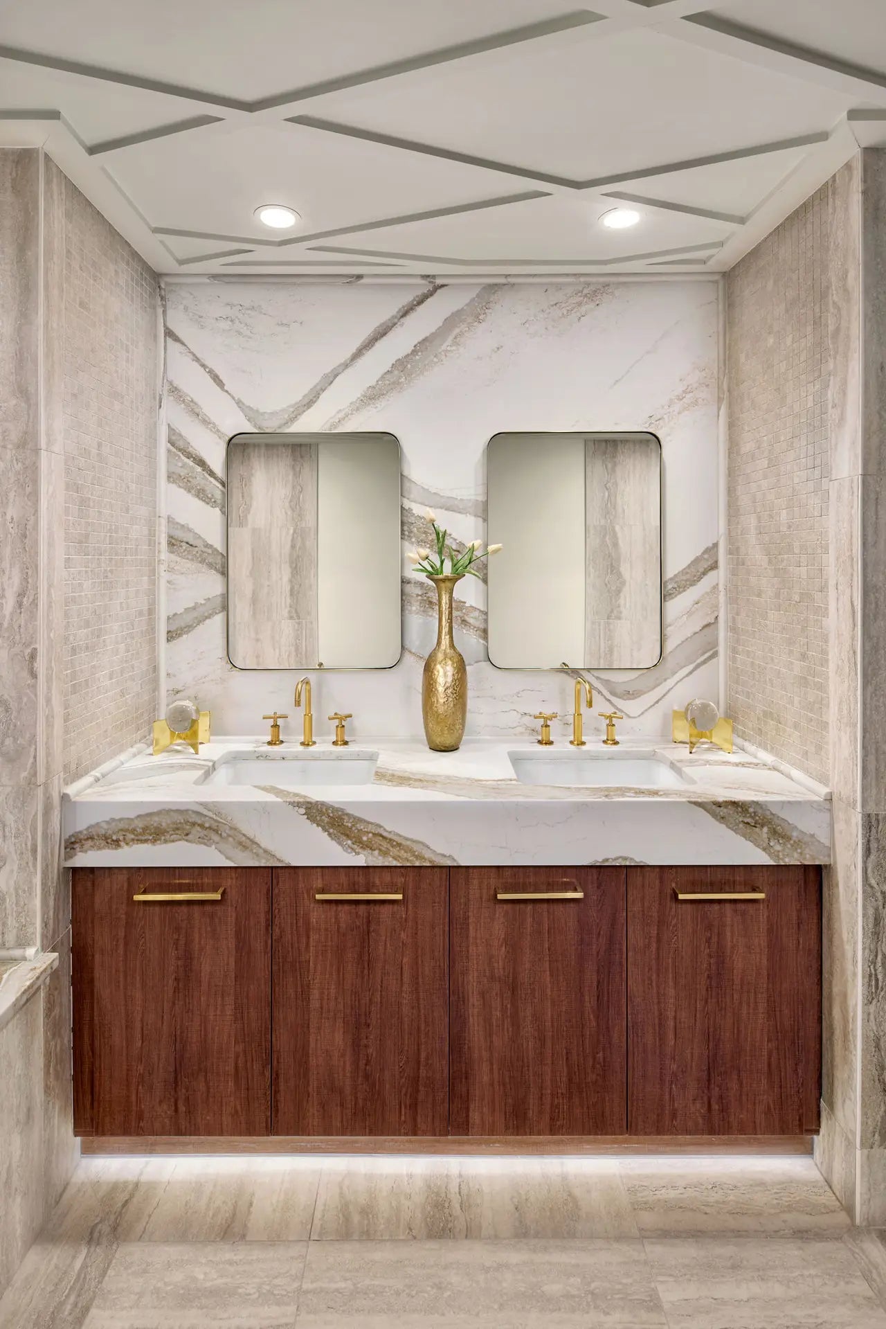 Brittanicca Gold Warm™ Quartz Sample by Cambria available at Aqua Kitchen