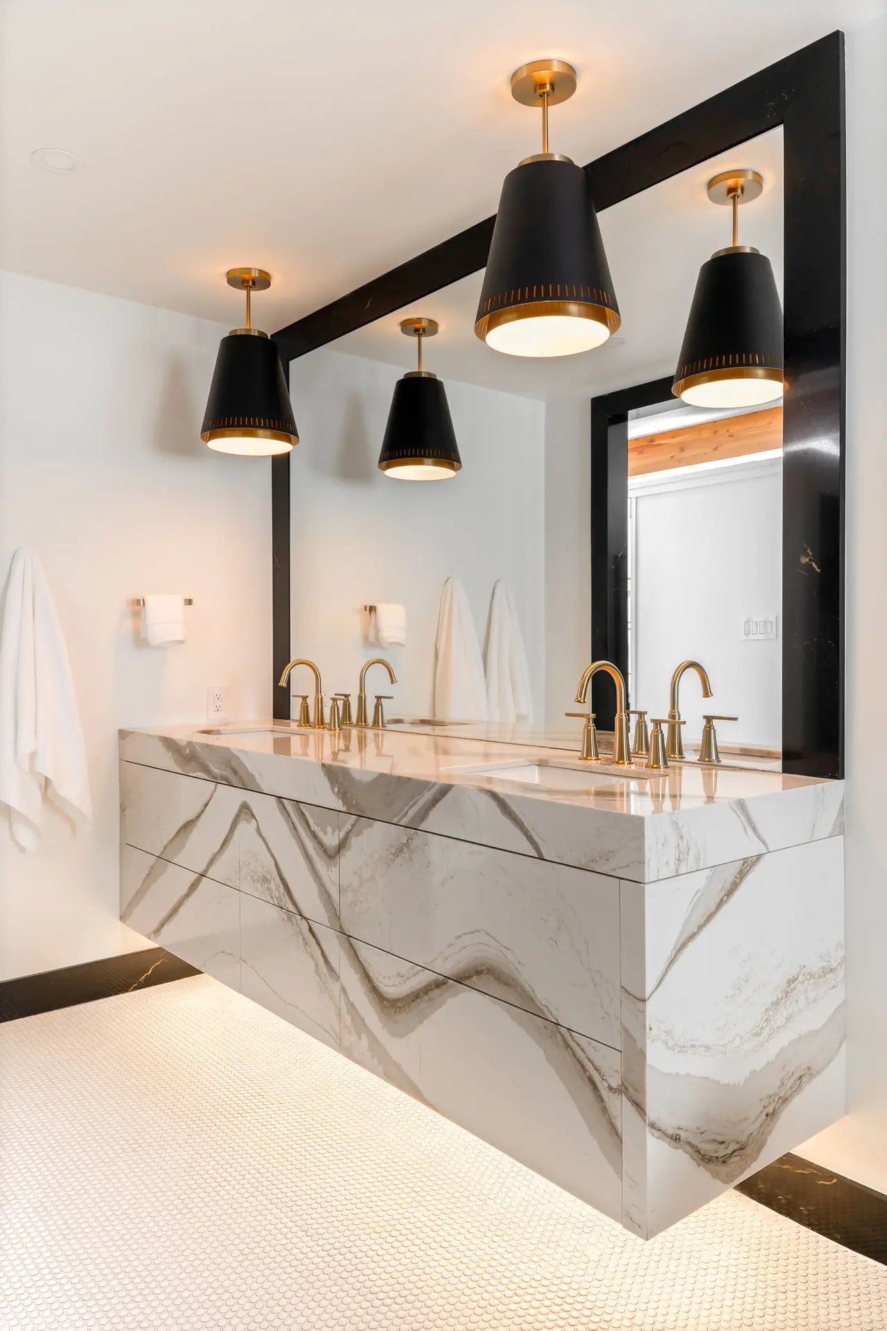 Brittanicca Gold Warm™ Quartz Sample by Cambria available at Aqua Kitchen