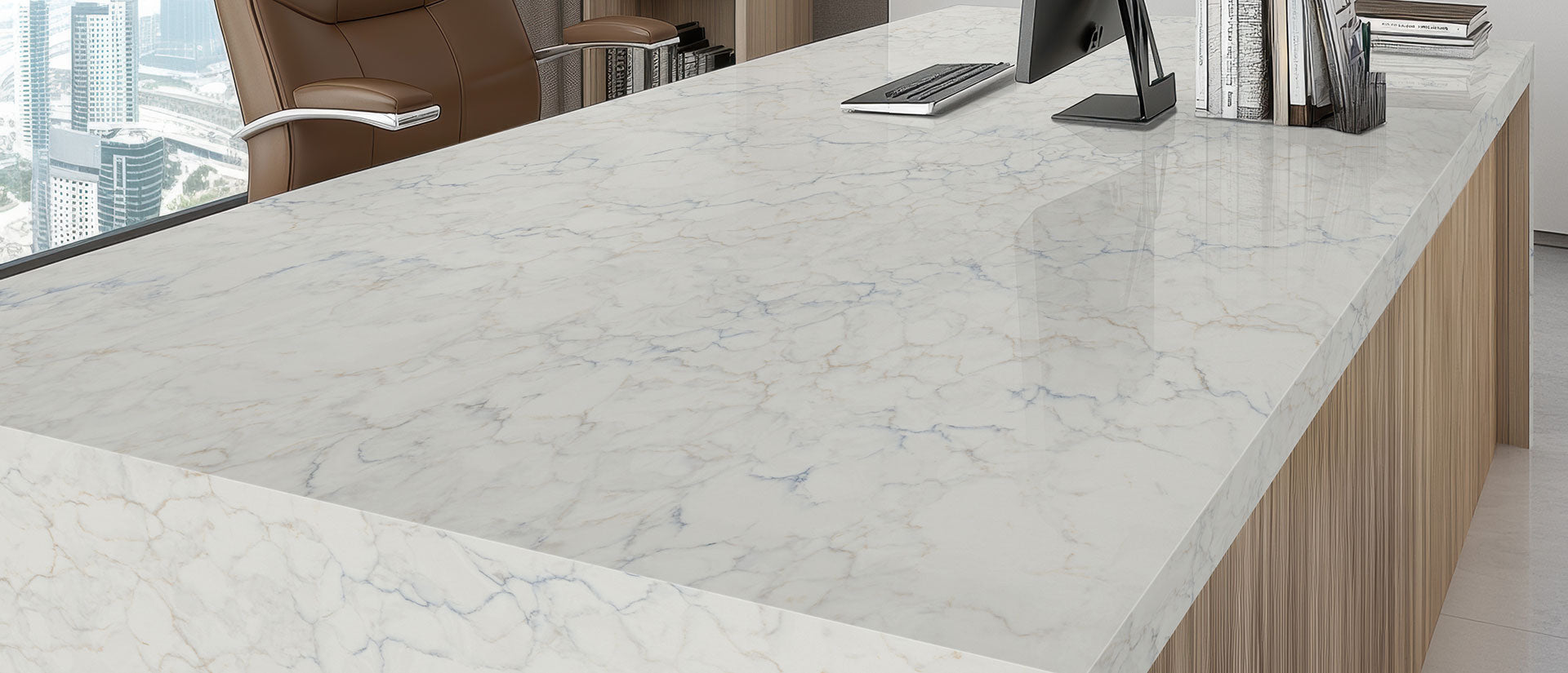 Calacatta Azulean by MSI Surfaces available at Aqua Kitchen
