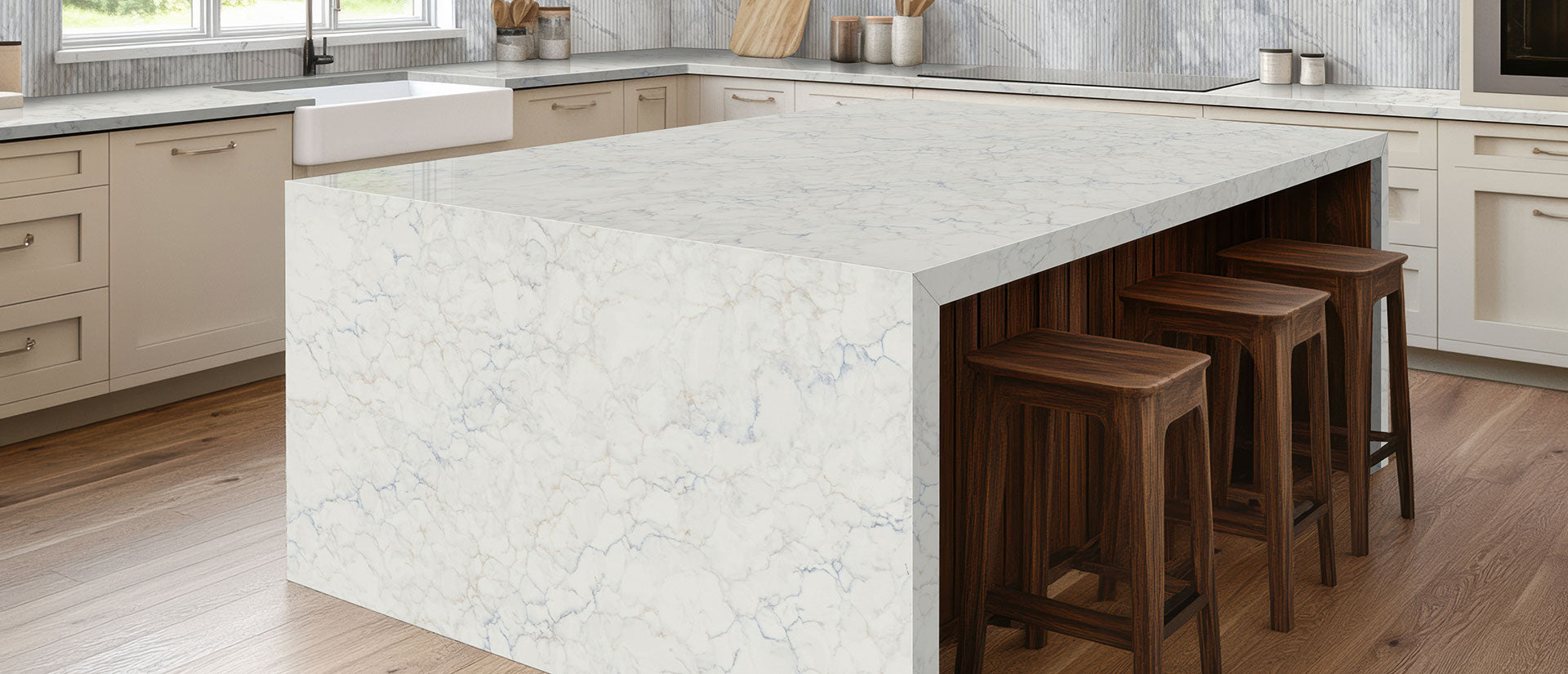 Calacatta Azulean by MSI Surfaces available at Aqua Kitchen