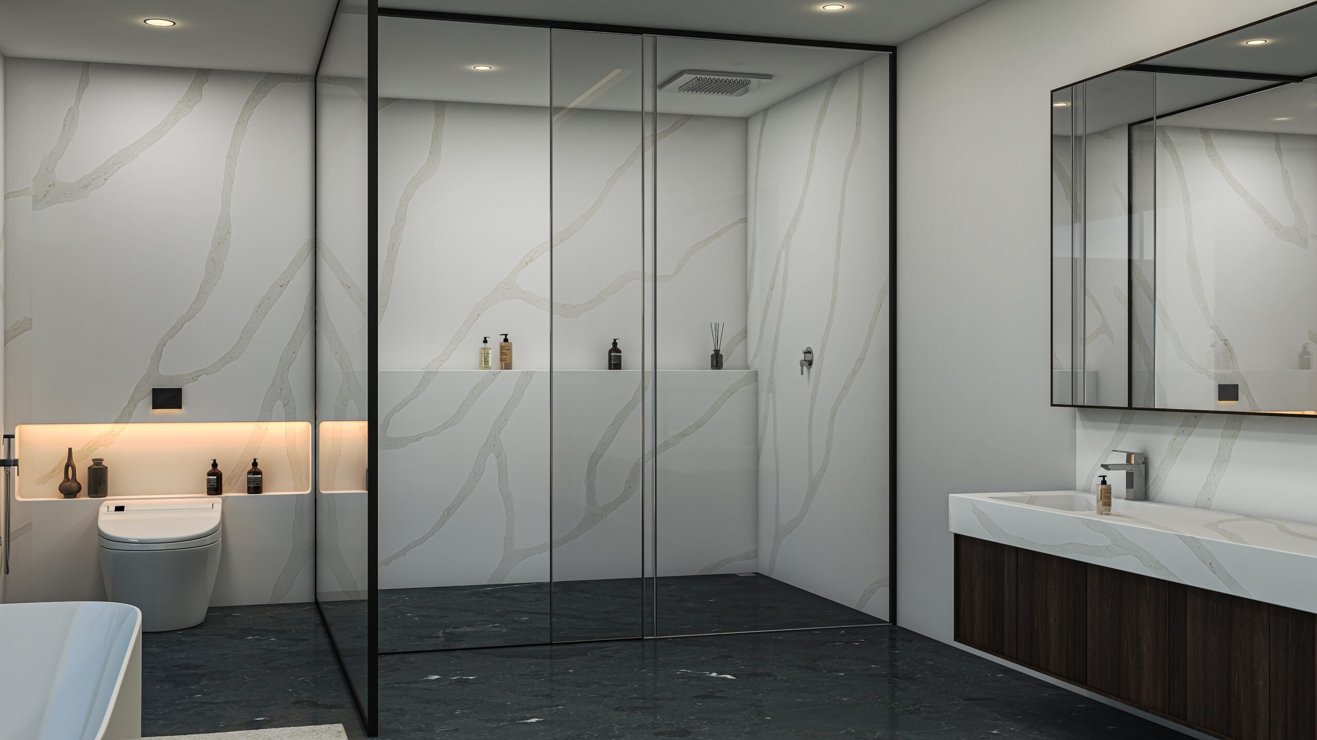 Calacatta Caldise by Pental Quartz available at Aqua Kitchen