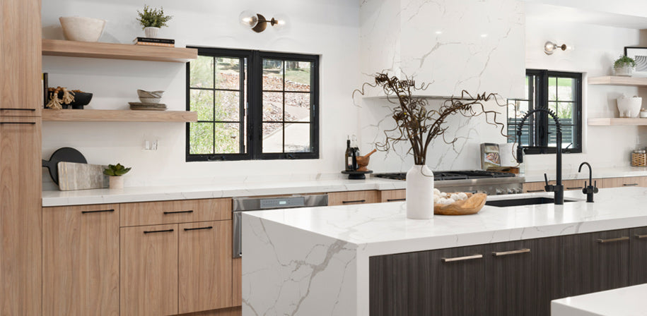Calacata Gold Quartz Countertop Sale by Aqua Kitchen available at Aqua Kitchen