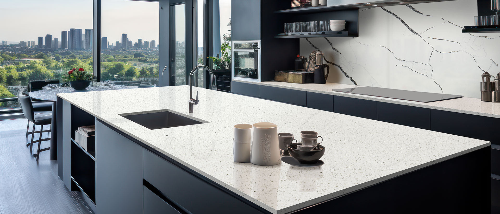 Calacatta Laza Night by MSI Surfaces available at Aqua Kitchen