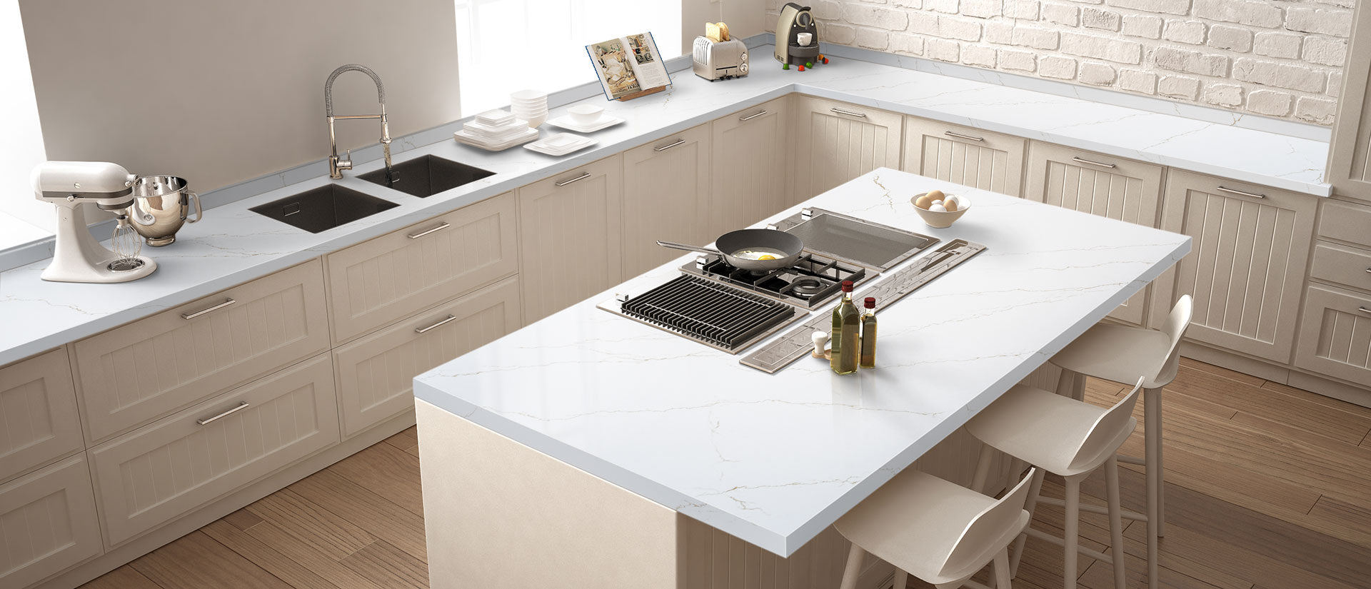 Calacatta Miraggio Gold by MSI Surfaces available at Aqua Kitchen