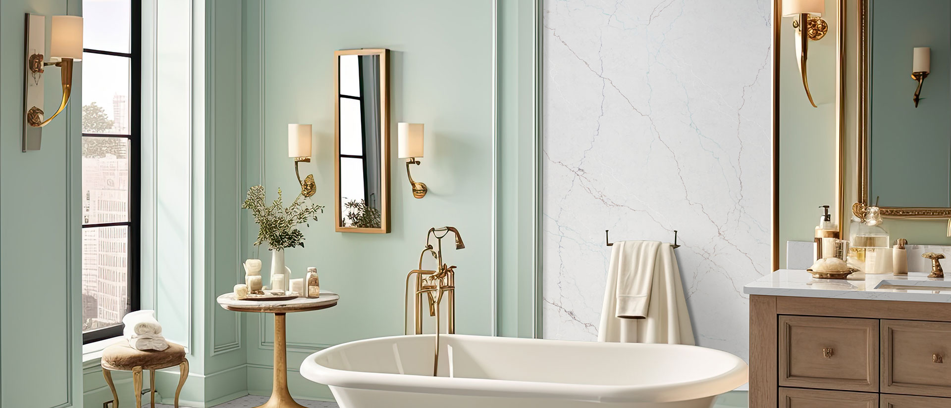 Calacatta Miraggio SeaGlass by MSI Surfaces available at Aqua Kitchen
