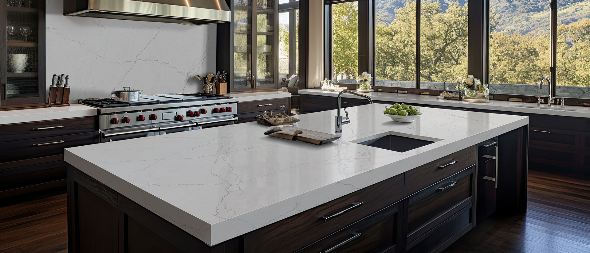 Calacatta Miraggio SeaGlass by MSI Surfaces available at Aqua Kitchen