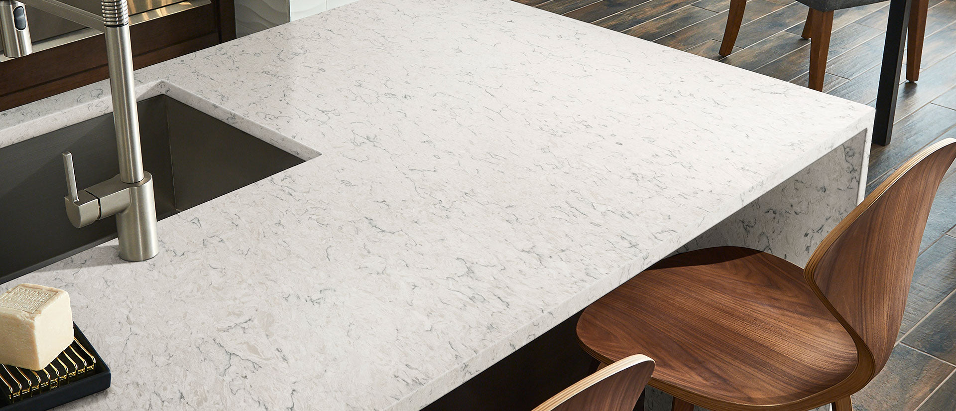 Carrara Mist by MSI Surfaces available at Aqua Kitchen
