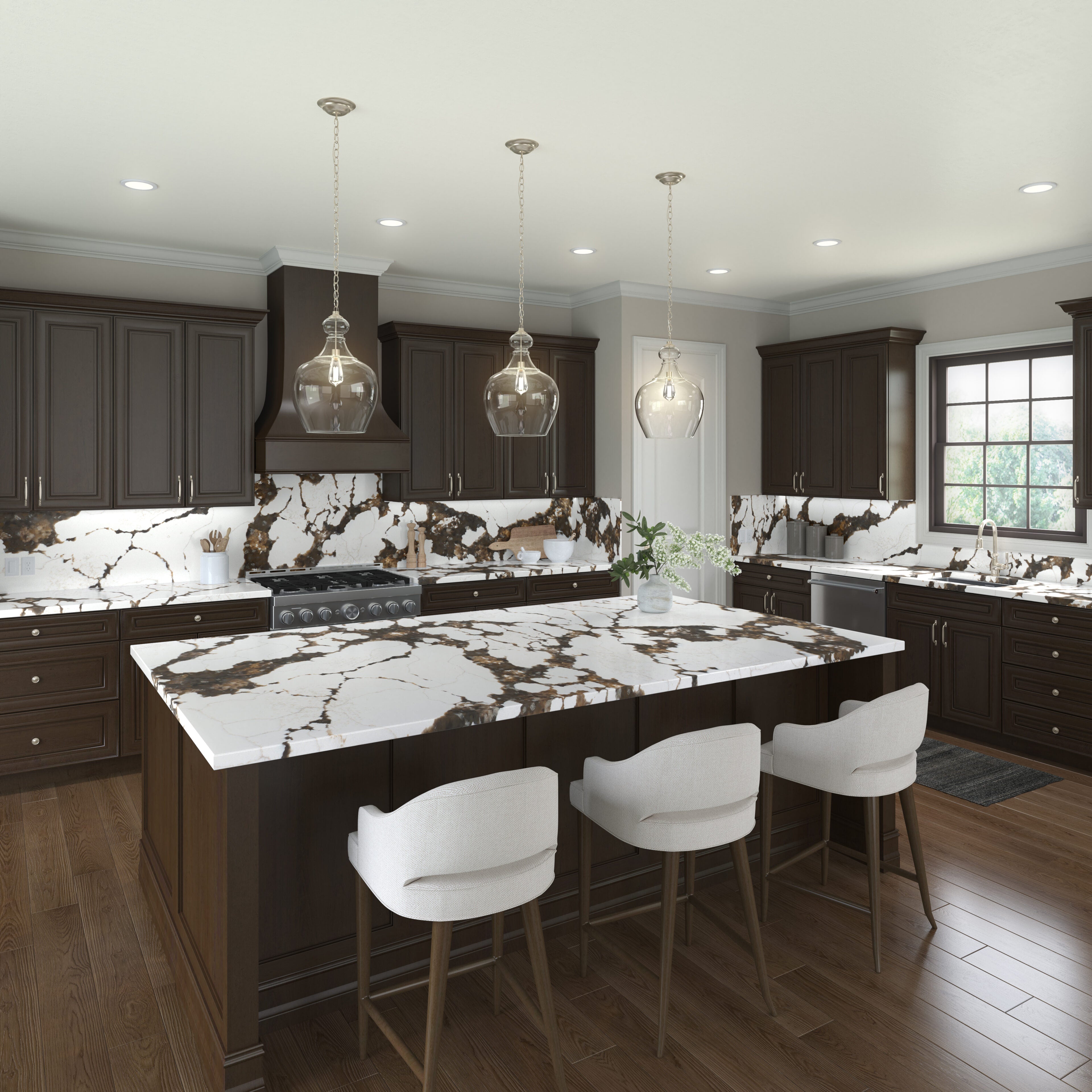 Chiara Cascade® by Pental Quartz available at Aqua Kitchen