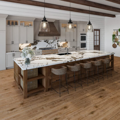 Chiara Cascade® by Pental Quartz available at Aqua Kitchen