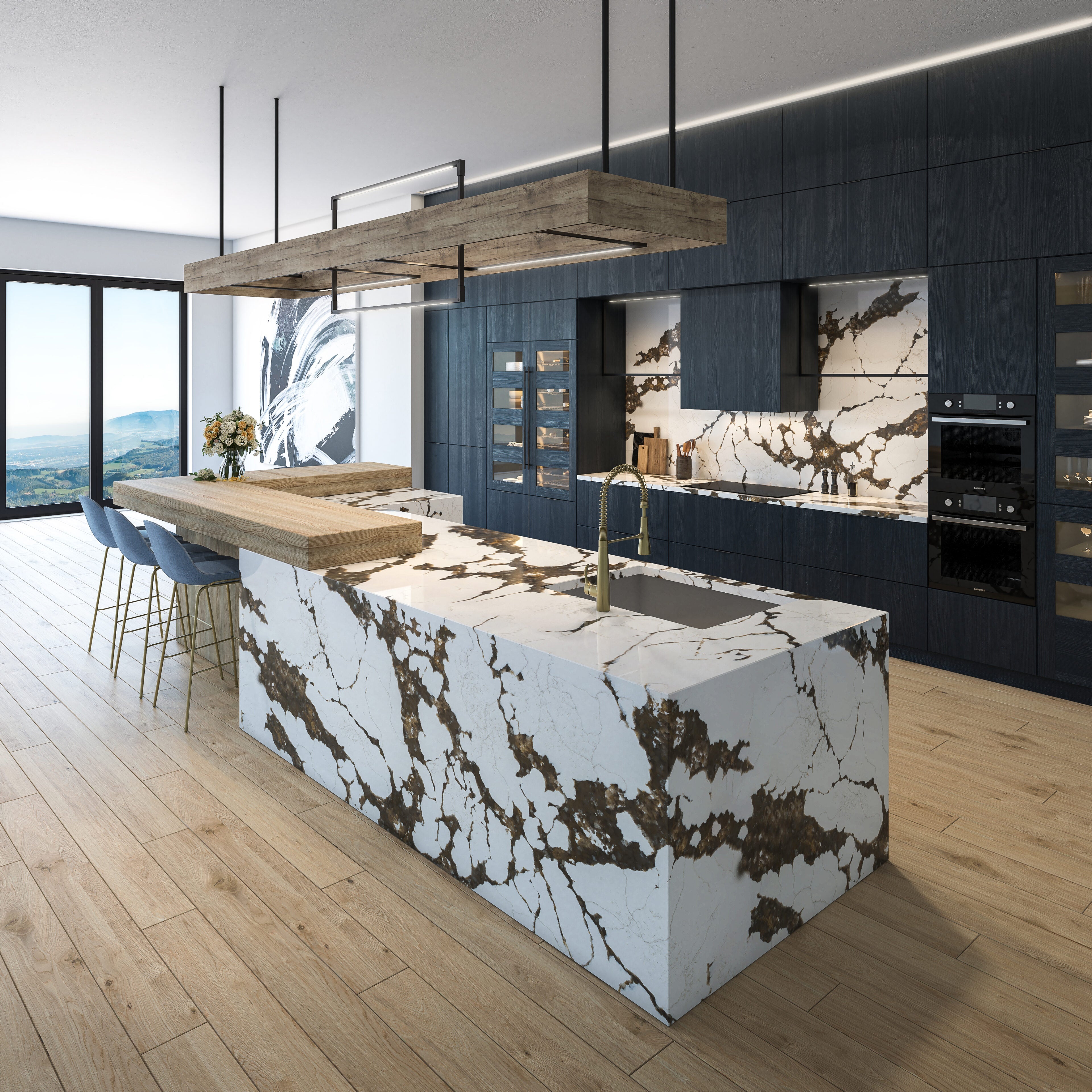 Chiara Cascade® by Pental Quartz available at Aqua Kitchen
