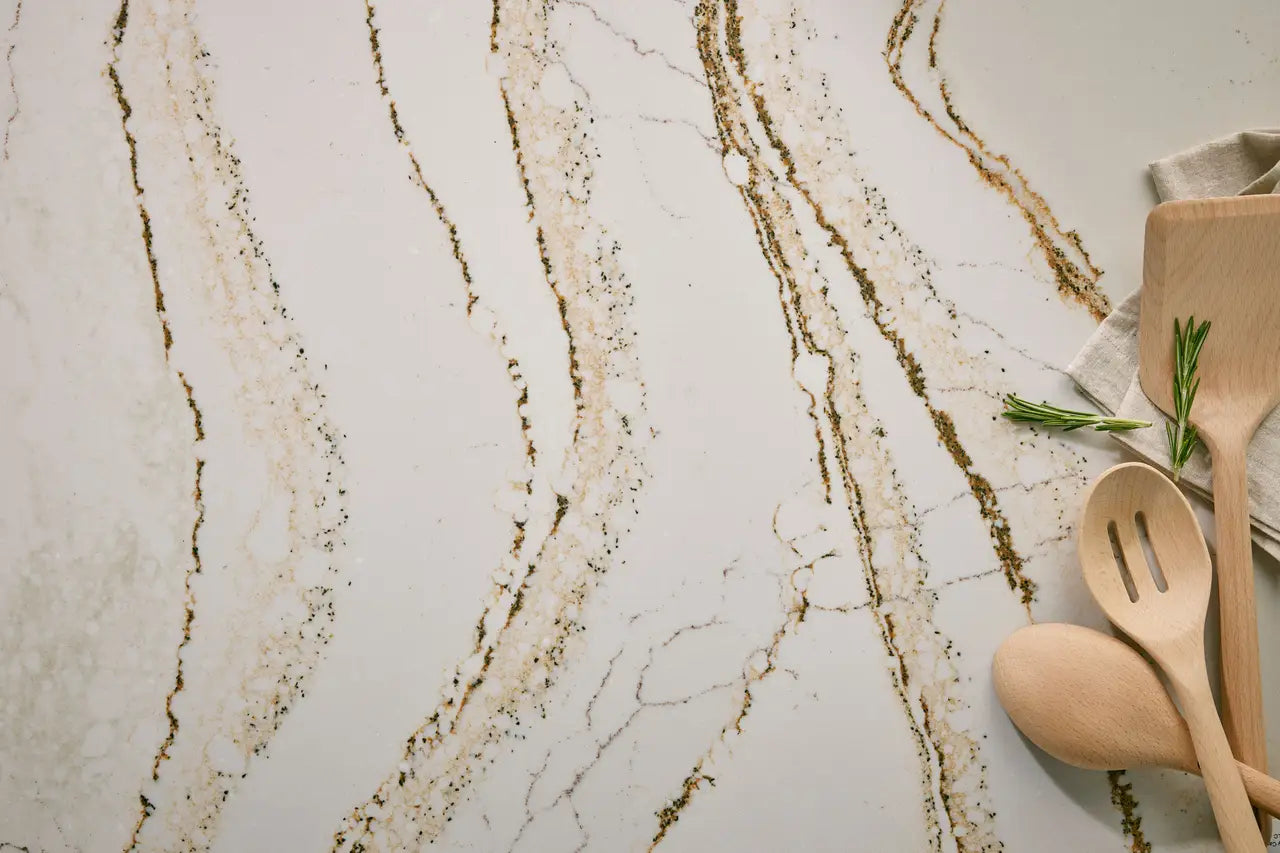 Clovelly™ Quartz Sample by Cambria available at Aqua Kitchen