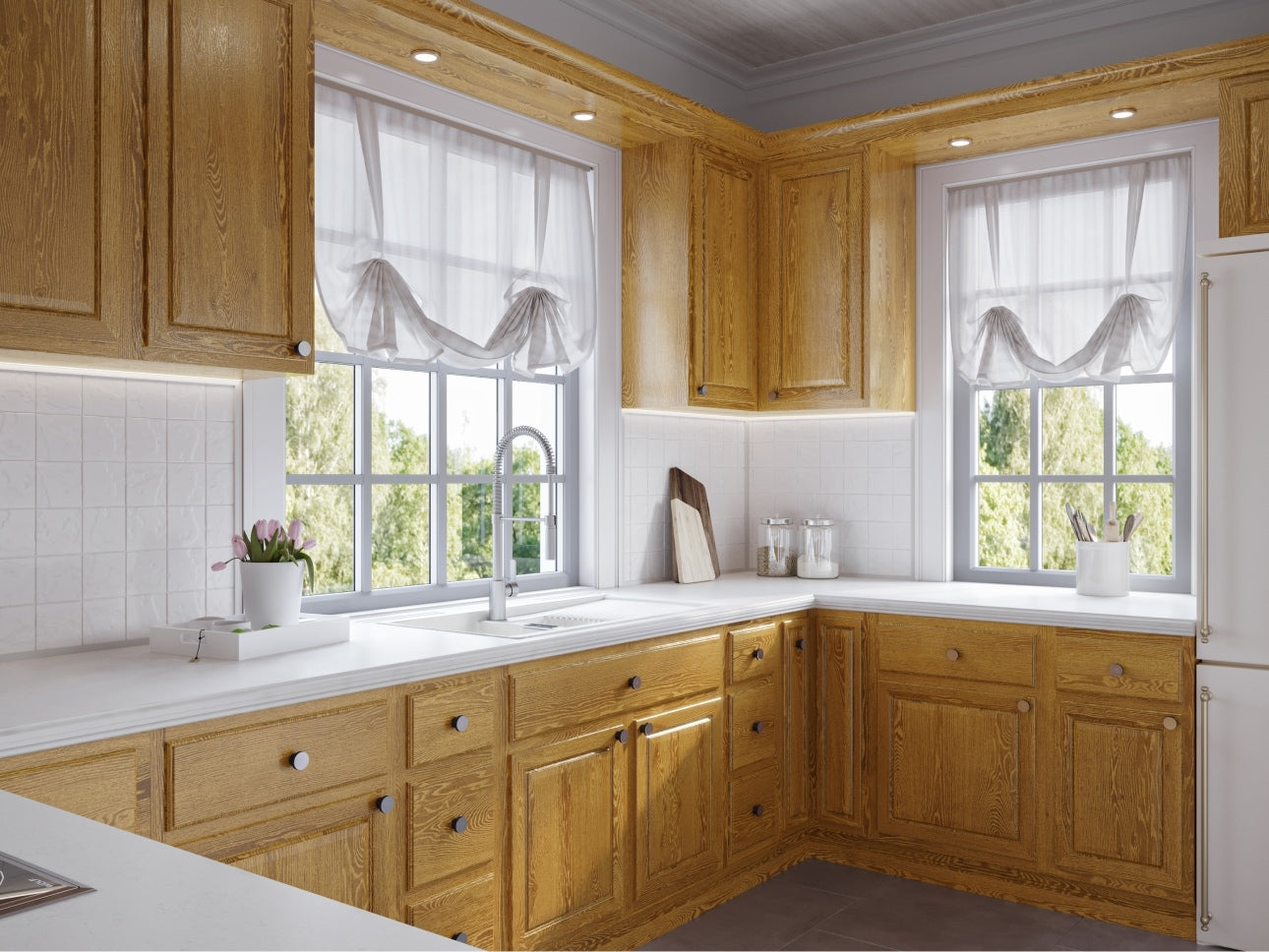 Country Oak - Honey by CNC Cabinetry available at Aqua Kitchen