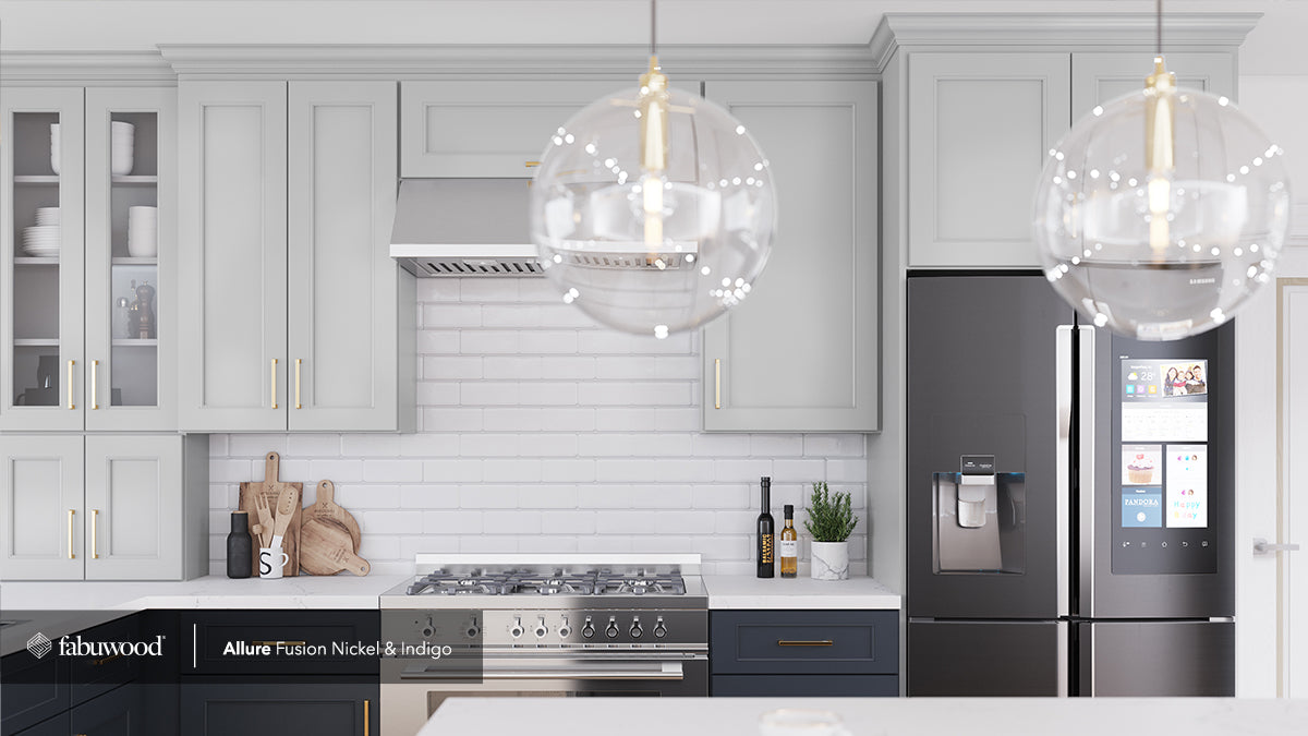 Fusion Nickel by Fabuwood available at Aqua Kitchen