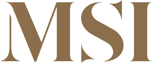MSI logo in gold on a black background