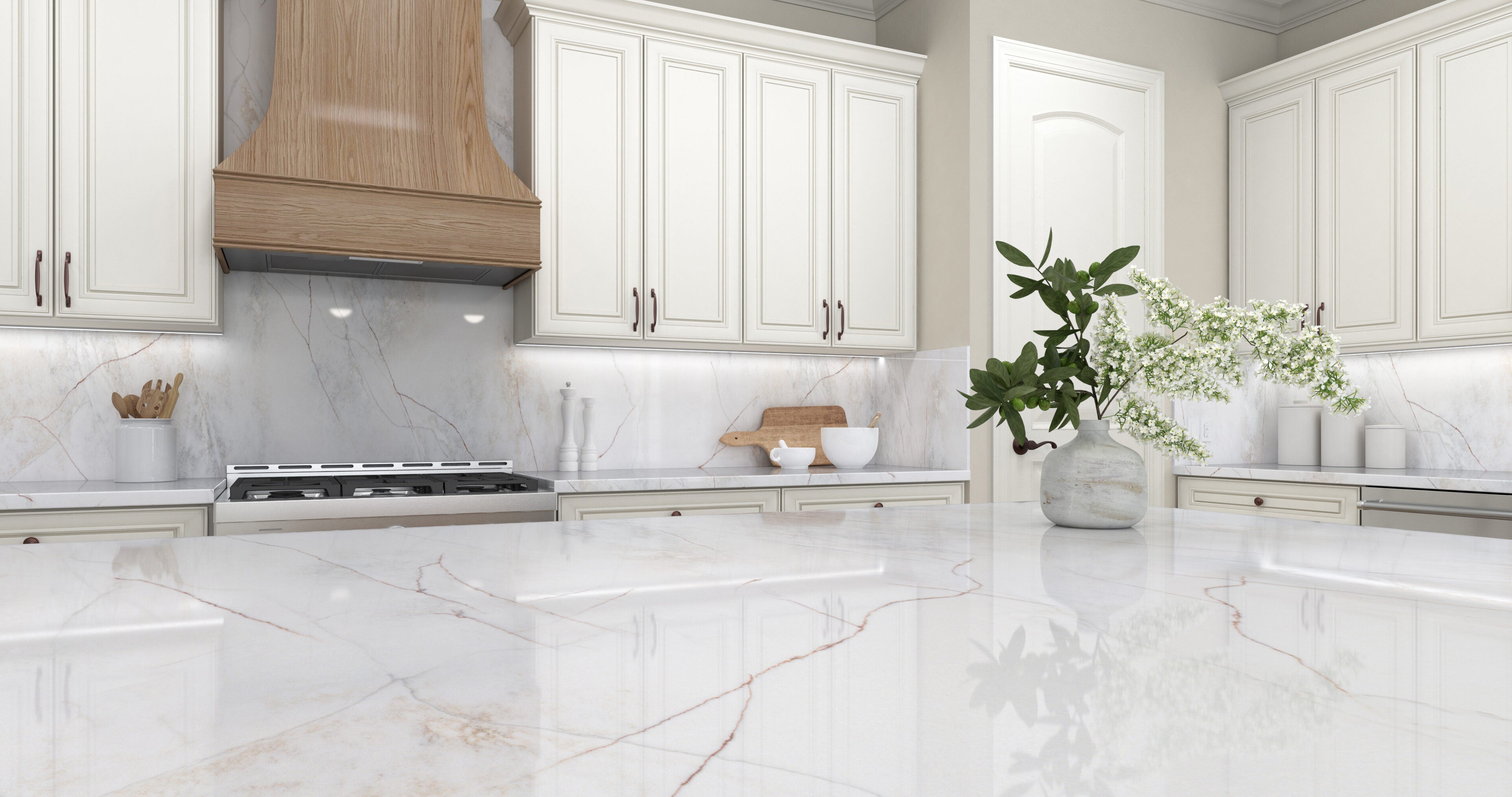 Magnolia Pearl® by Pental Quartz available at Aqua Kitchen