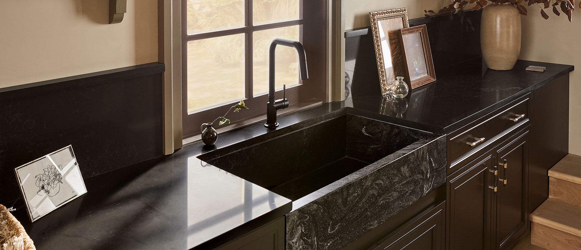 Midnight Corvo by MSI Surfaces available at Aqua Kitchen