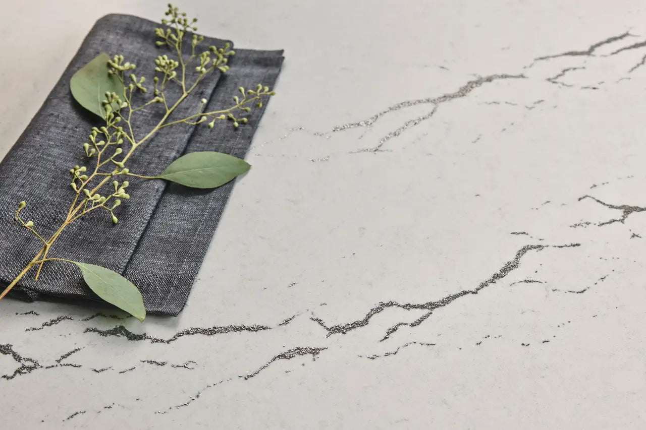 NEW - Berkshire Steel Satin Ridge™ Quartz Sample by Cambria available at Aqua Kitchen