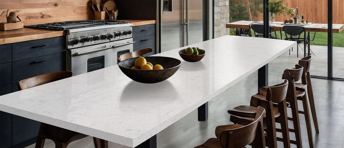 New Carrara Marmi by MSI Surfaces available at Aqua Kitchen