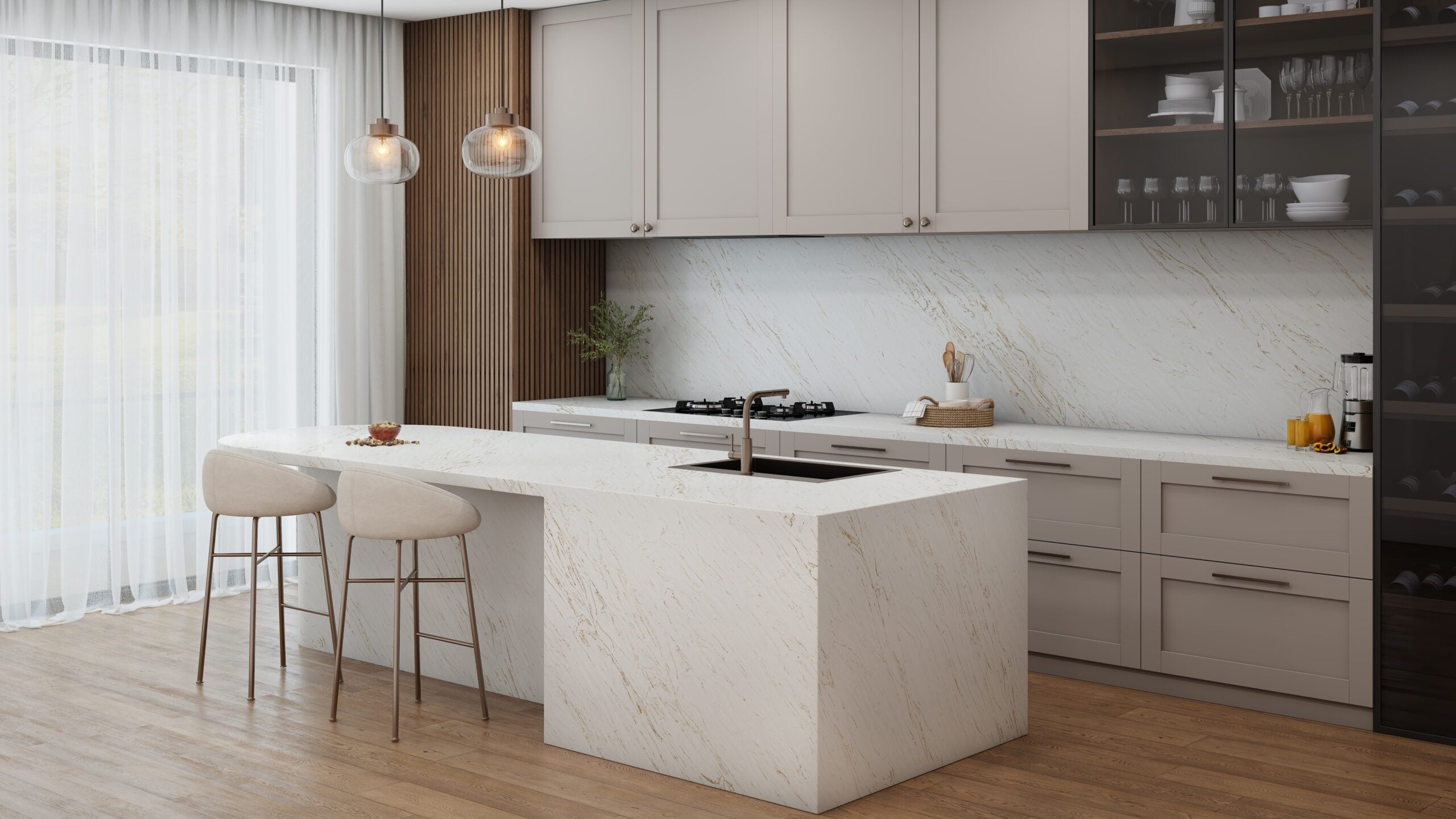 River Mist Gold® by Pental Quartz available at Aqua Kitchen