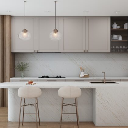 River Mist Gold® by Pental Quartz available at Aqua Kitchen