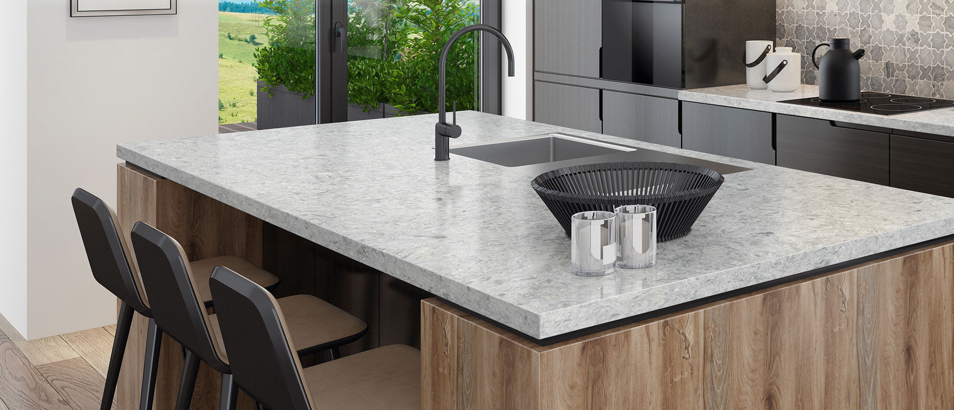 Rolling Fog by MSI Surfaces available at Aqua Kitchen