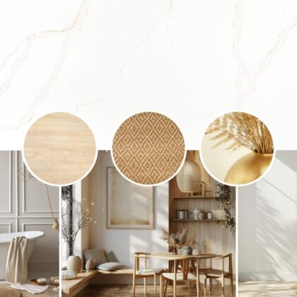 Salora Gold by Pental Quartz available at Aqua Kitchen