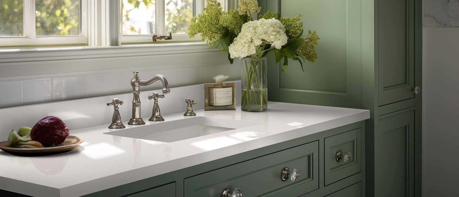 Snow White by MSI Surfaces available at Aqua Kitchen