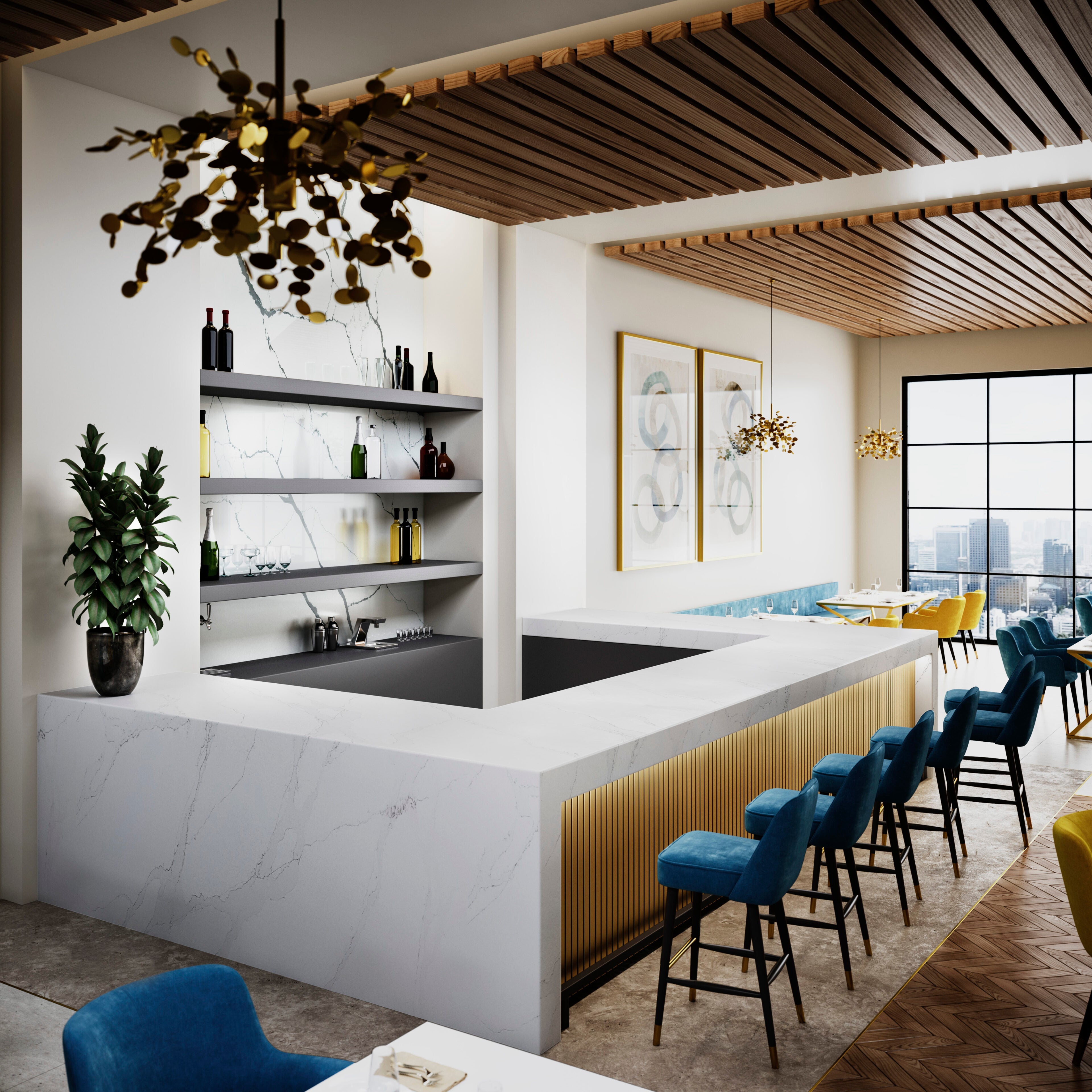 Stella Gold by Pental Quartz available at Aqua Kitchen