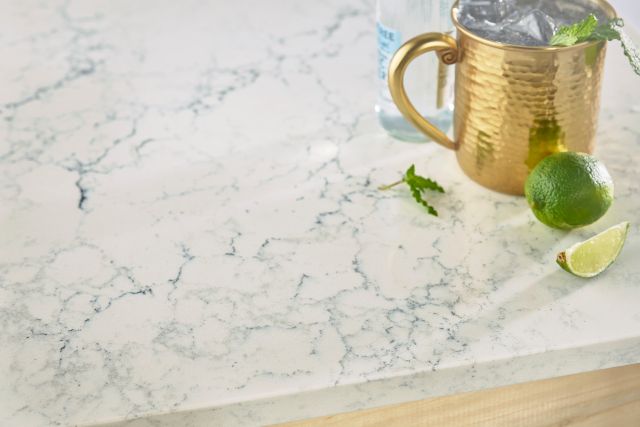 Sutherland™ Quartz Sample by Cambria available at Aqua Kitchen
