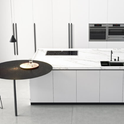 Unique Calacatta Macchia Vecchia by Pental Quartz available at Aqua Kitchen