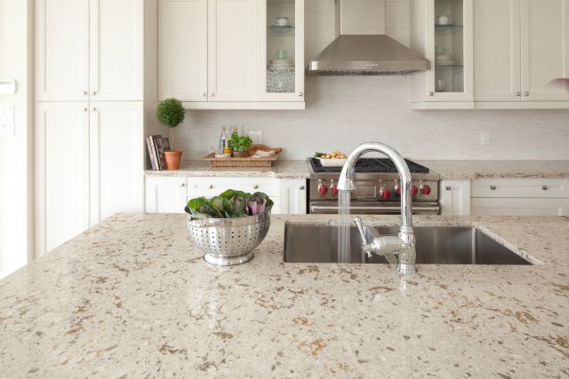 Windermere™ Quartz Sample by Cambria available at Aqua Kitchen