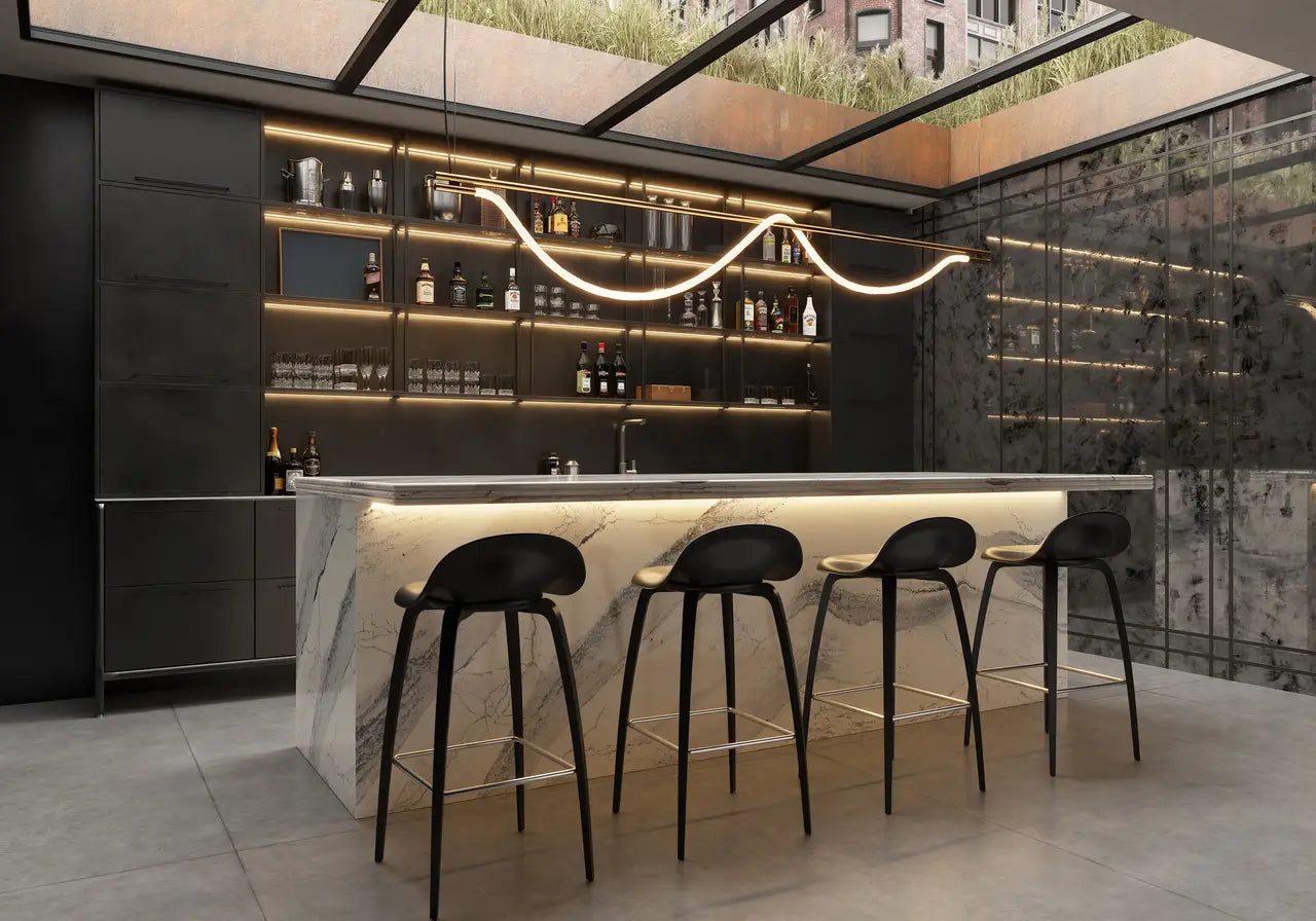 Windsor Steel Satin Ridge™ Quartz Sample by Cambria available at Aqua Kitchen