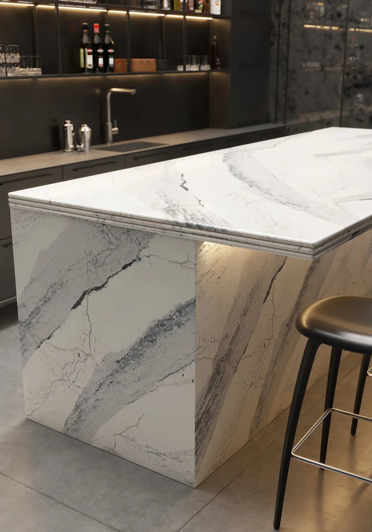 Windsor Steel Satin Ridge™ Quartz Sample by Cambria available at Aqua Kitchen