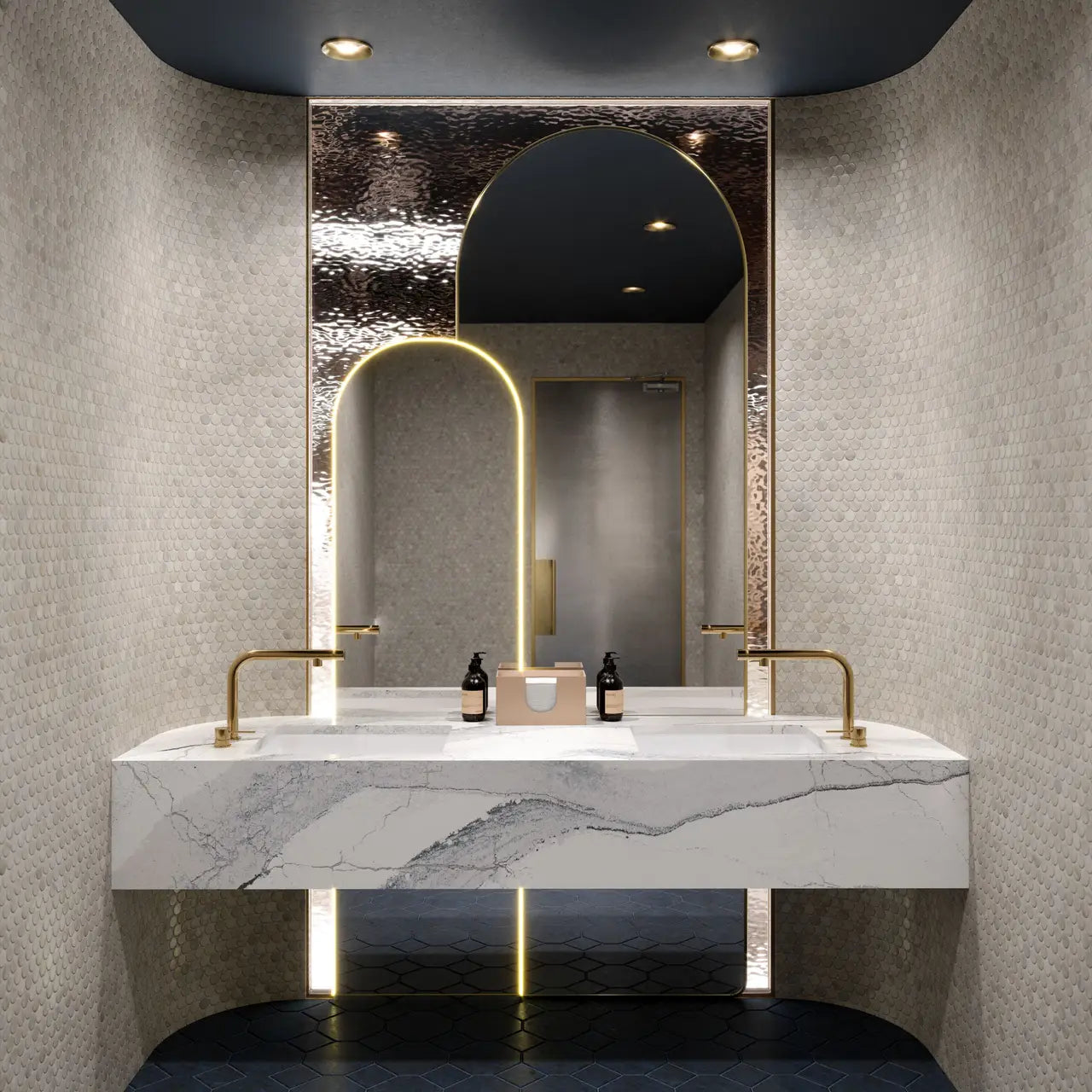 Windsor Steel Satin Ridge™ Quartz Sample by Cambria available at Aqua Kitchen